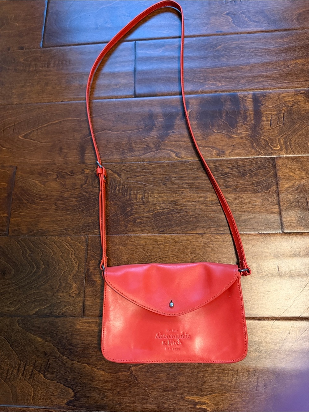 Abercrombie & Fitch Red Leather Flap Crossbody